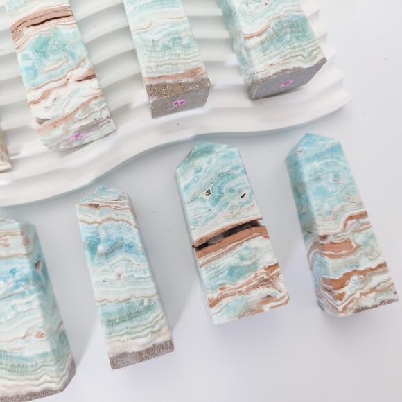 Blue Aragonite Tower Point Communication Crystal - Picture 4 of 10